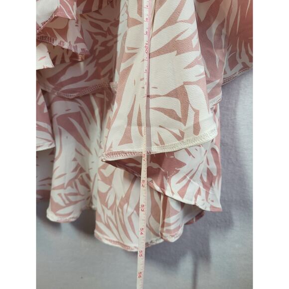 Long Tall Sally LTS One Shoulder Ruffle Floral Midi Dress US 16 Pink Party NEW - Picture 9 of 14